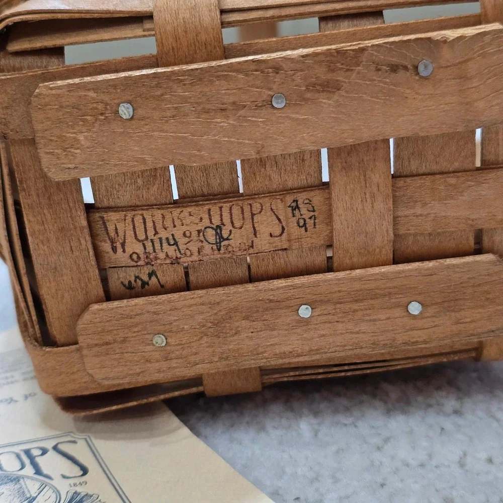 Workshops of Gerald E Henn Handwoven‎ Wood Basket with Handle 1997 Small Vintage